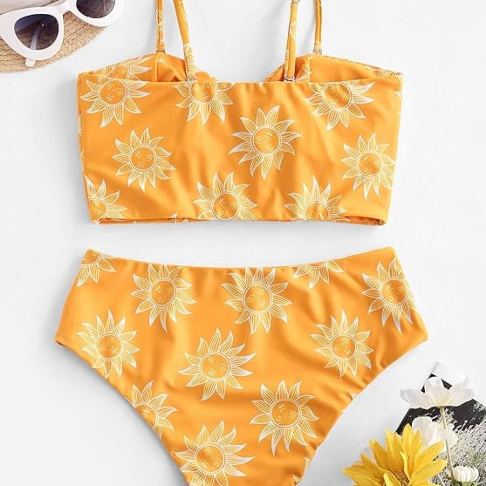 Zaful Women’s High Waisted Celestial Print 2 Piece Bikini Set Size Large (8-10)